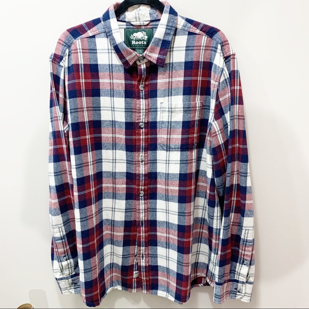 Roots Flannel Plaid Button Down Shirt